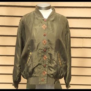Diane Gilman Petites Silk Bomber jacket, Size S